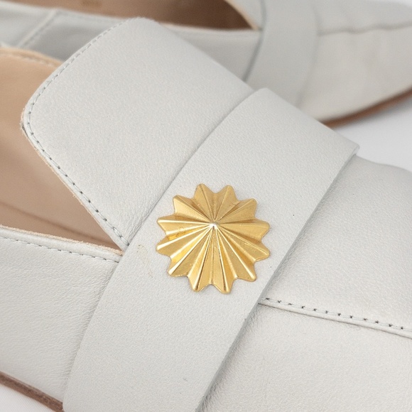 STUART WEITZMAN Shoes Size 6.5 B WYLIE Star Flats Cream Leather Loafers - Picture 6 of 9